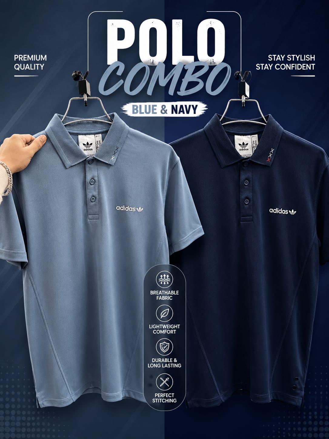 2Pc Combo Premium Adidas Men’s Polo