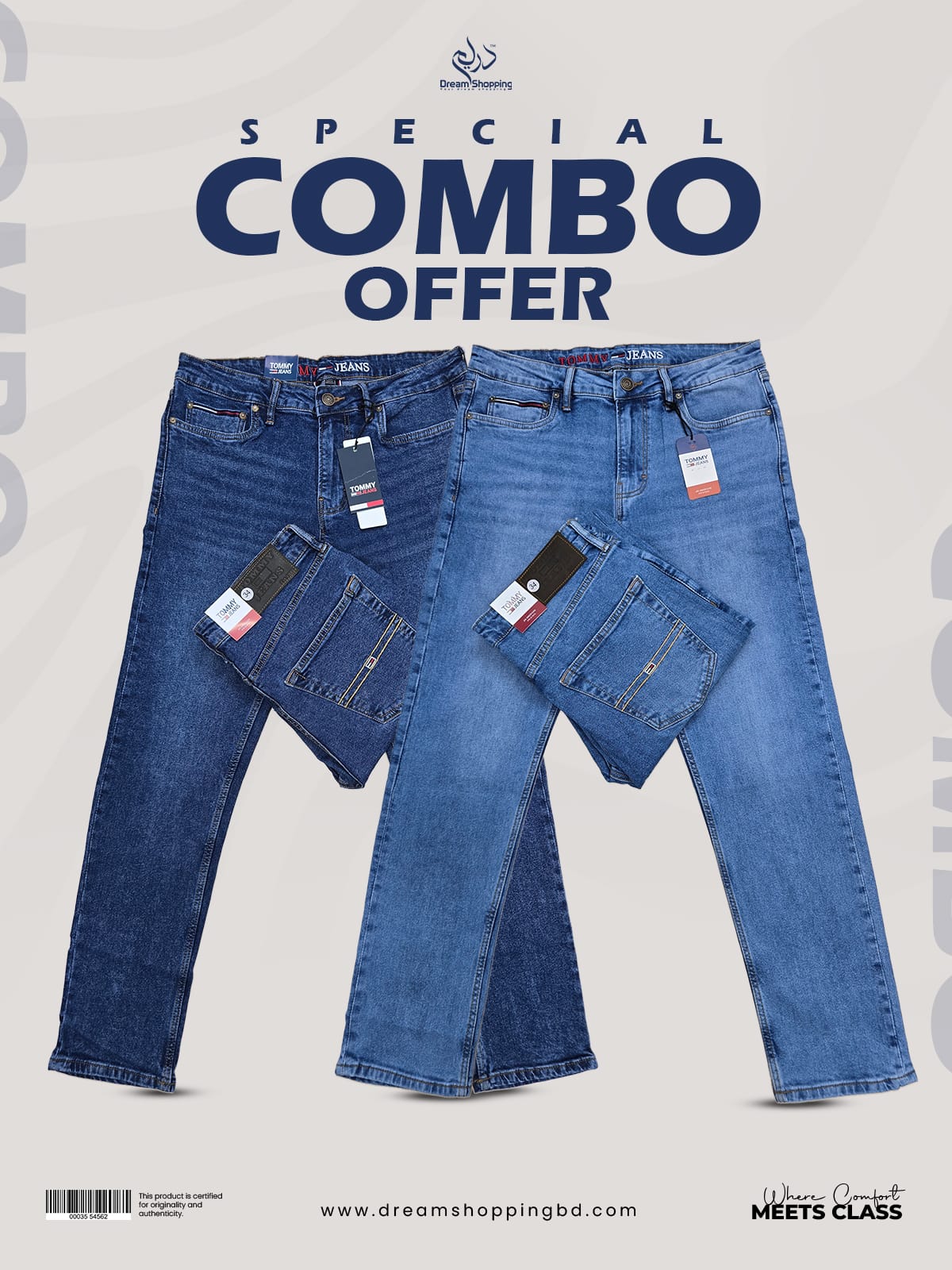 Combo Tommy Hilfiger Original Denim Colour Light blue & Deep blue
